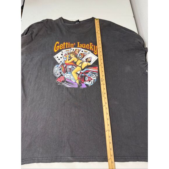 Lighting Clothing Biker Long Sleeves Men's T-shirt "Gettin' Lucky!" Sz 3XL *Note - Picture 9 of 11